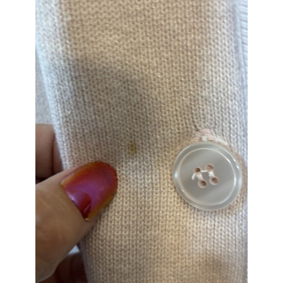 Vintage Michelle Stuart Pink Cardigan. Pockets Buttons Size Medium. Small Stain - Picture 10 of 15